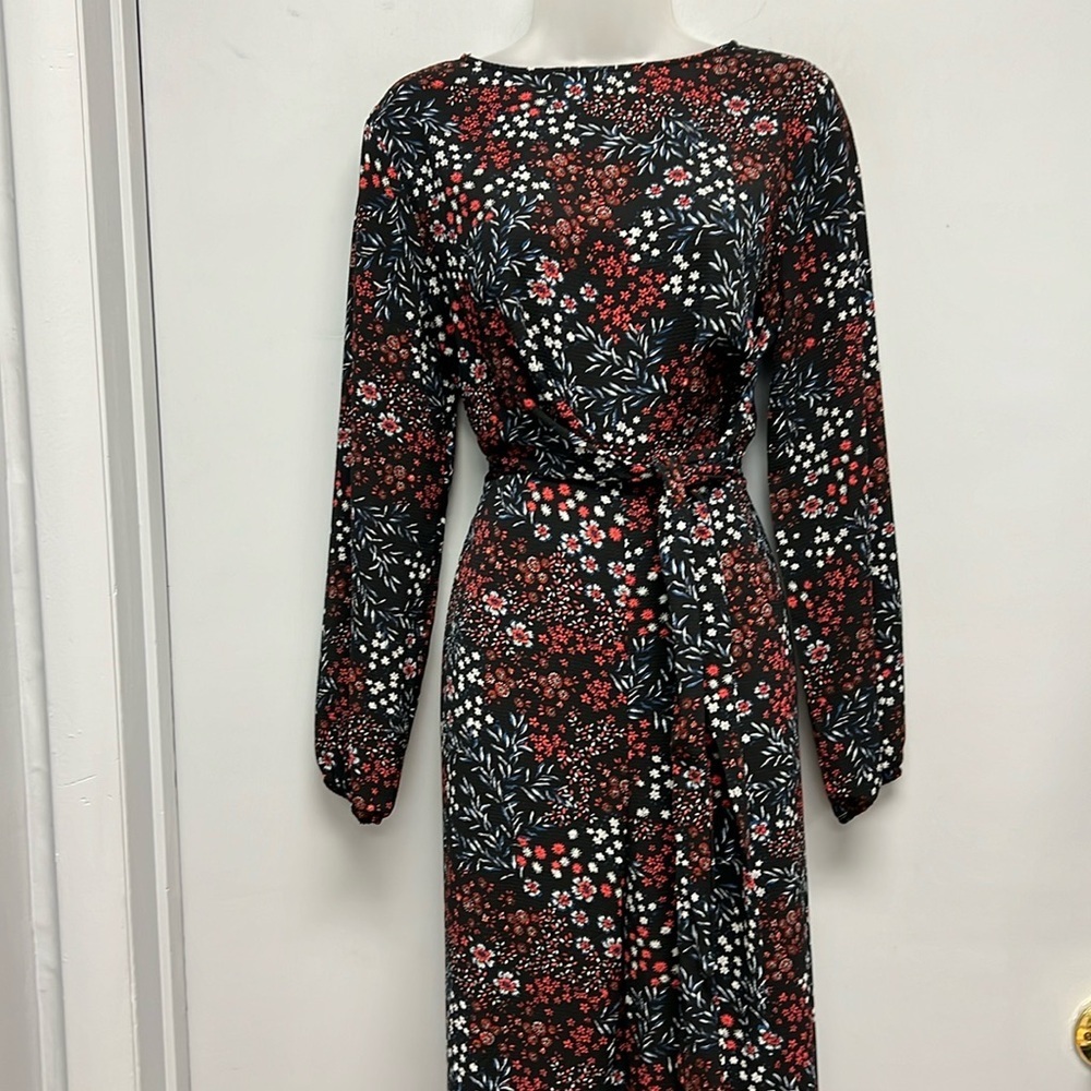 Orange Creek Women’s Long Sleeve Floral Jumpsuit with Tie Front Size Medium